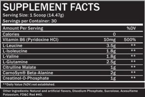 Formutech Endurance BCAA Ingredients