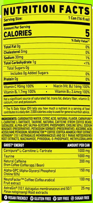 Ghost Energy Ingredients