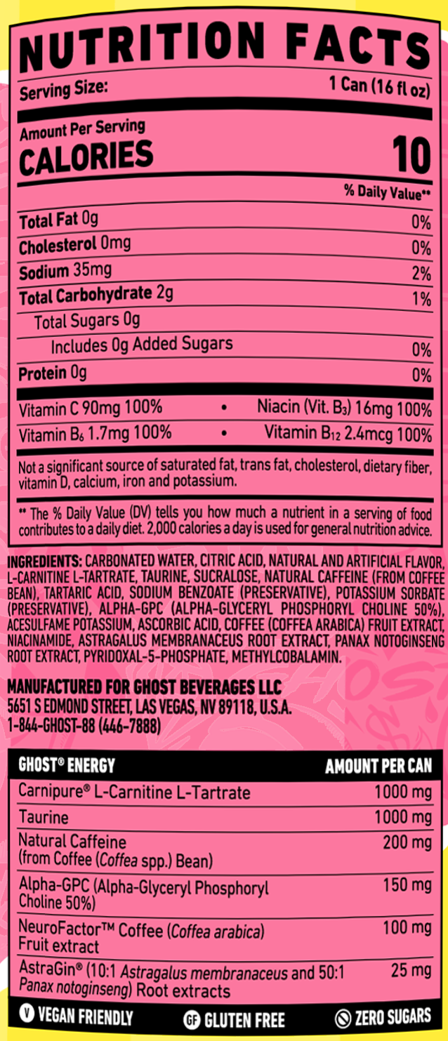 Ghost Energy Sour Pink Lemonade Ingredients