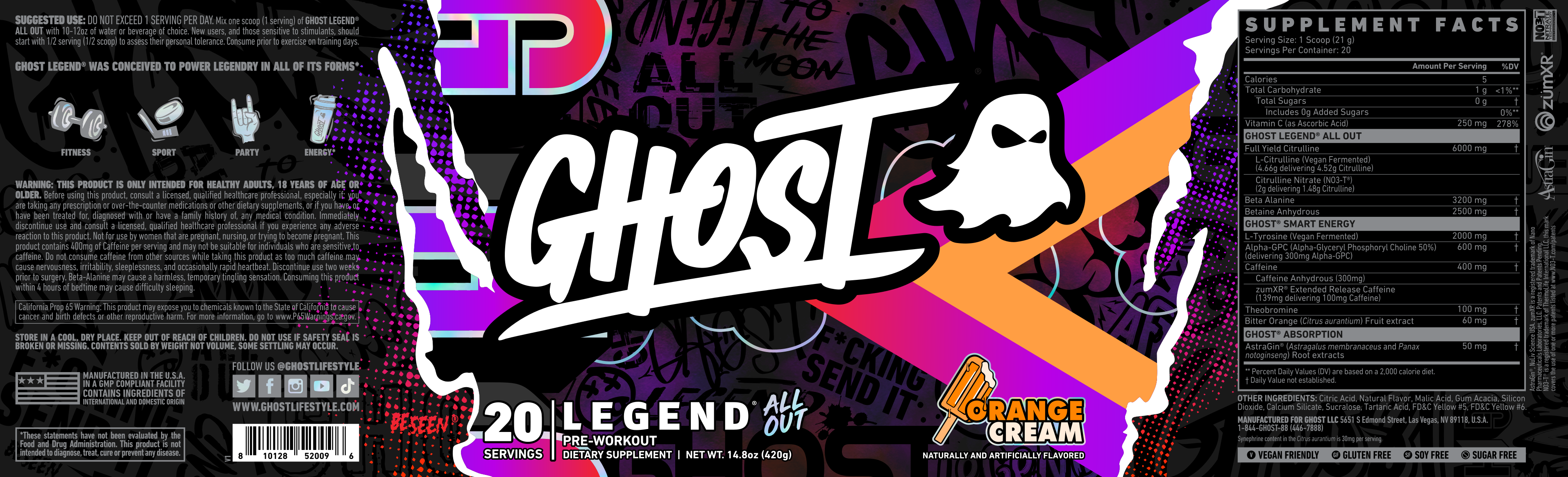 Ghost Legend All Out Orange Cream Label
