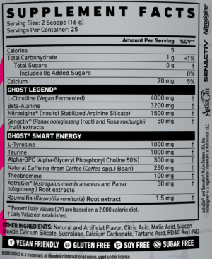 Ghost Legend Bubblicious Strawberry Splash Ingredients