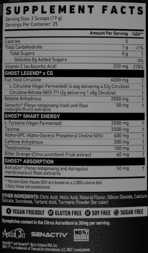 Ghost Legend Christian Guzman V4 Ingredients