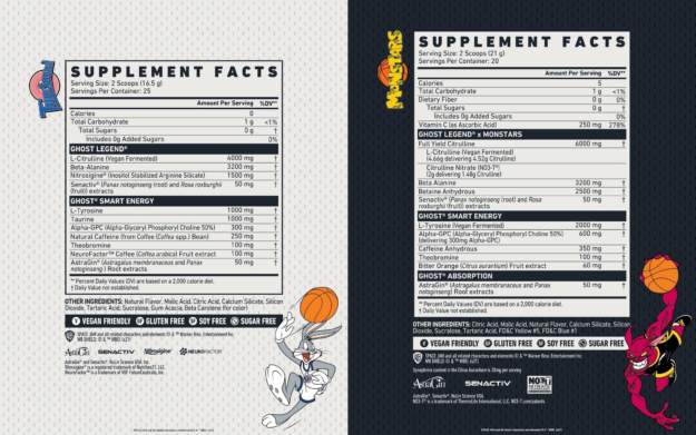 Ghost Legend Space Jam Tune Squad vs Monstars Ingredients