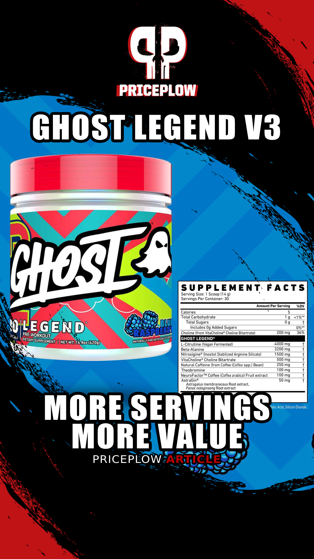 GHOST Legend Pre-Workout - Swedish Fish (14.1 Oz. / 25 Servings)