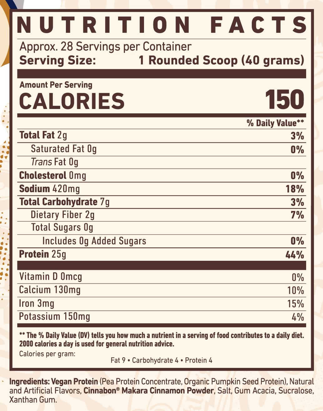 GHOST Vegan Cinnabon® Ingredients