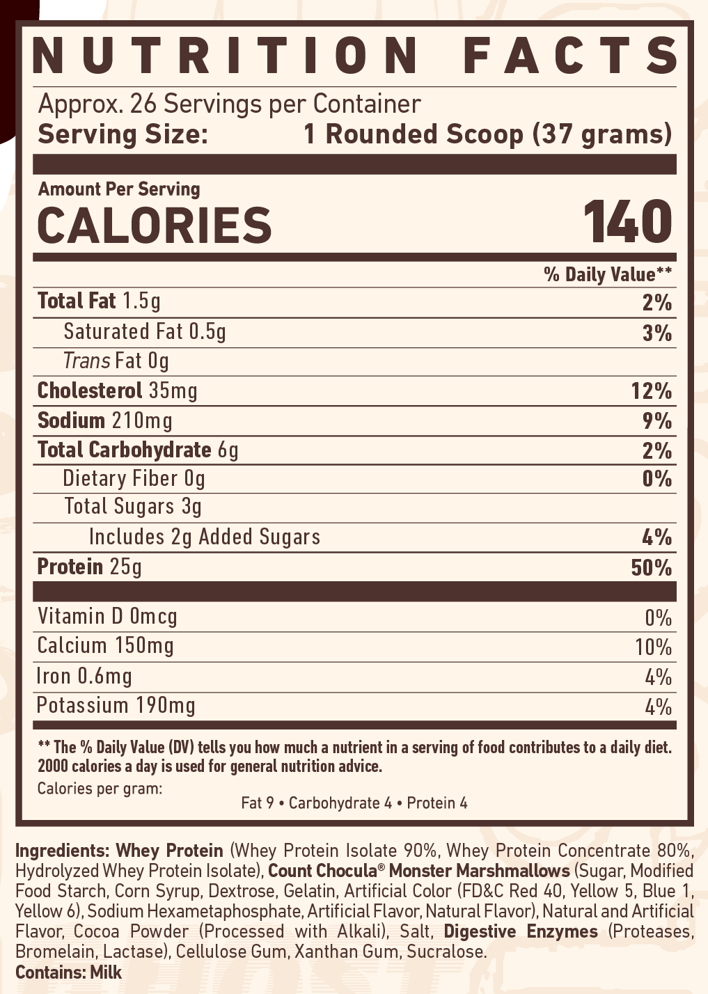 GHOST® Whey x Count Chocula® Ingredients