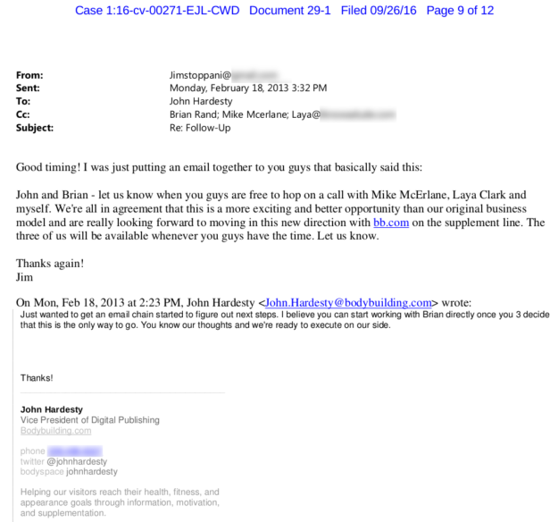 Jim Stoppani Lawsuit Emails Exhibit A
