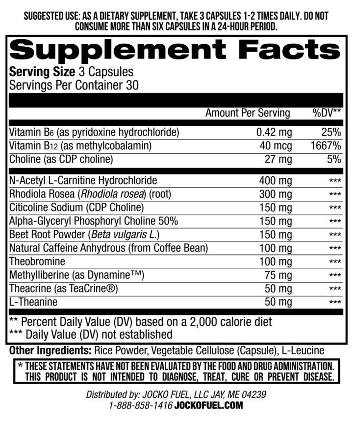 Jocko Brain Power Vs Alpha Brain Jocko BRAIN POWER: 100mg Caffeine Nootropic with CRISP Focus