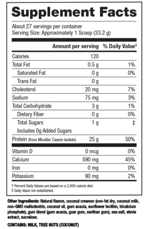 Kaged Muscle Kasein Vanilla Supplement Facts