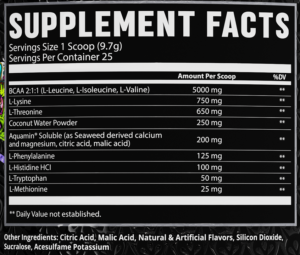 Klout Aminos Ingredients