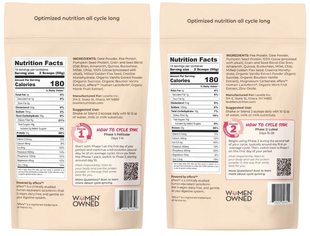 Levelle Nutrition Cycle-Syncing Protein Ingredients