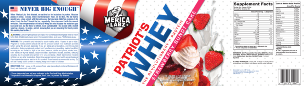 Merica Labz Patriot's Whey Strawberry Bundt Cake Label