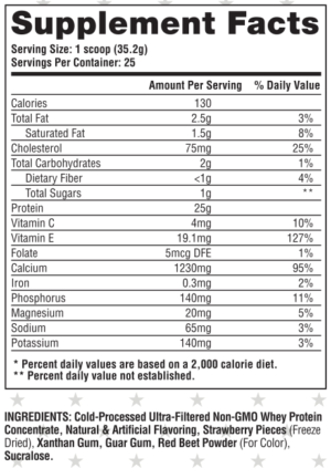 Merica Labz Patriot's Whey Strawberry Bundt Cake Nutrition Facts
