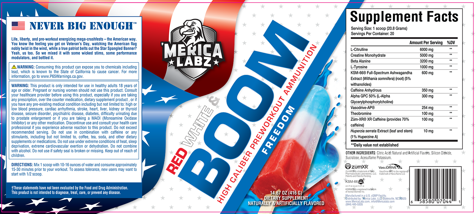 Merica Labz Red White Boom Label