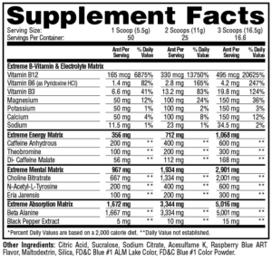 Metabolic Nutrition E.S.P. Extreme Ingredients