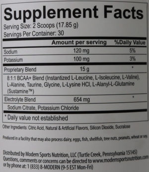 Modern BCAA+ Ingredients