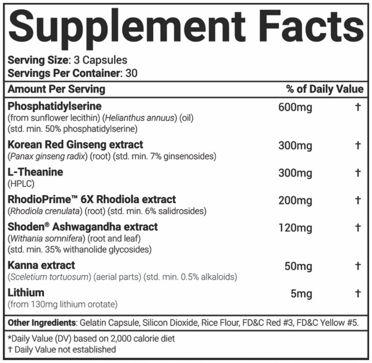 Morphogen Nutrition MorphoCALM Ingredients