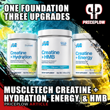 MuscleTech Creatine Line: Creatine + Hydration, Energy, and HMB in a Cleaner Lineup