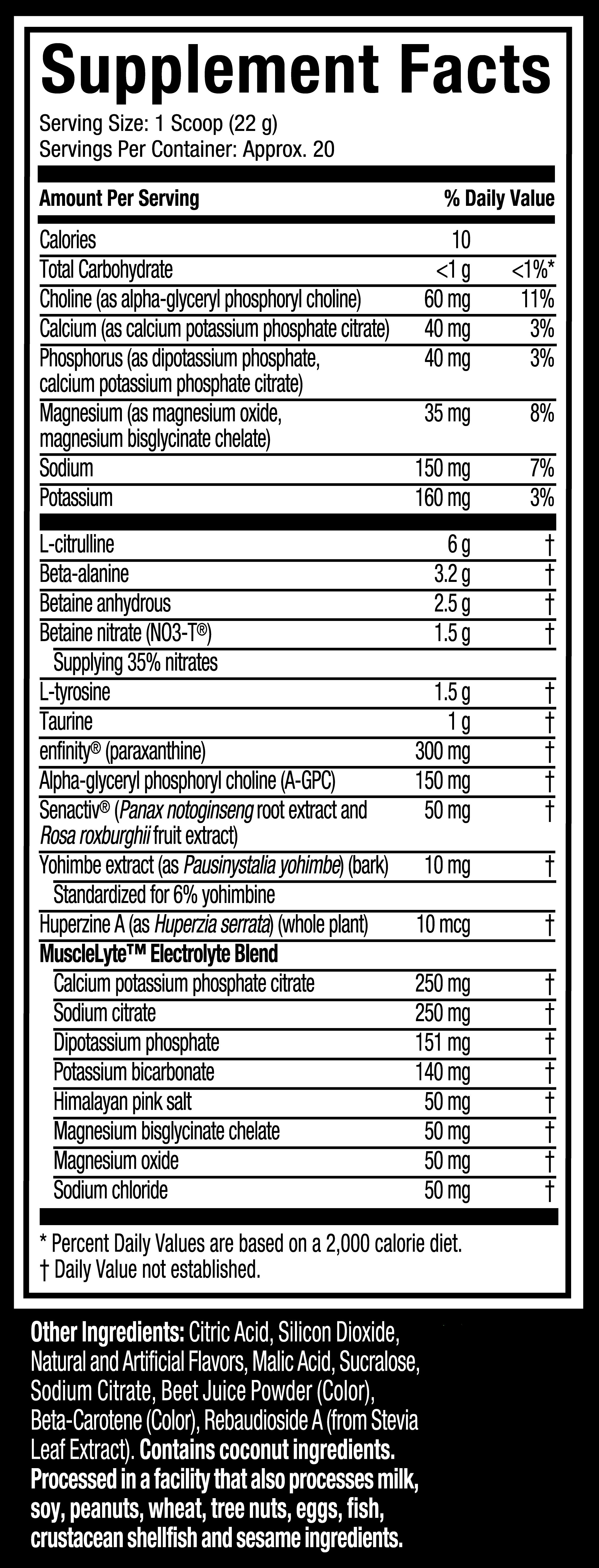 MuscleTech Euphoriq V2 Ingredients