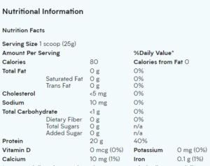 MyProtein Clear Whey Nutrition Facts