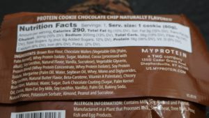 Myprotein Protein Cookie Ingredients