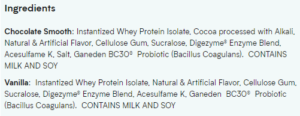 Myprotein THE ISO WHEY Ingredients