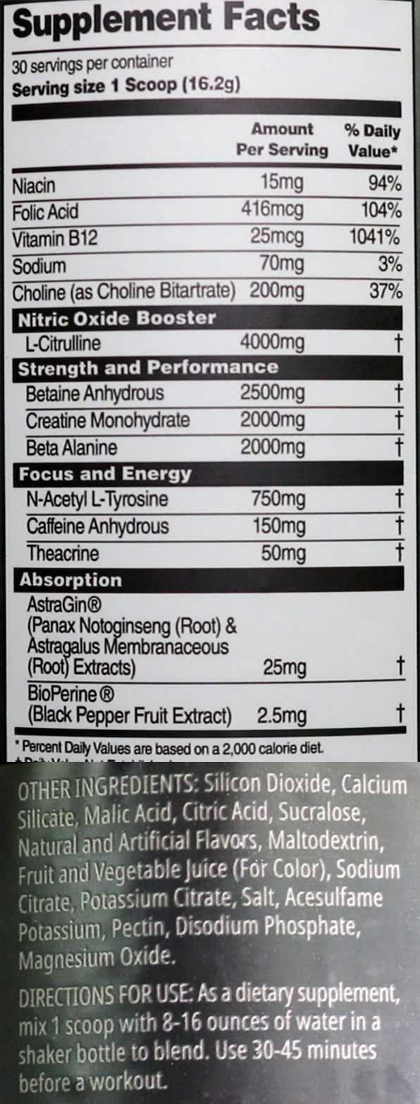 Myprotein The Pre Workout Mike and Ike Ingredients