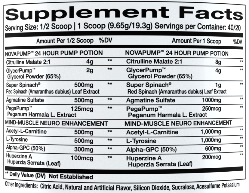 NovaPump Neuro Ingredients