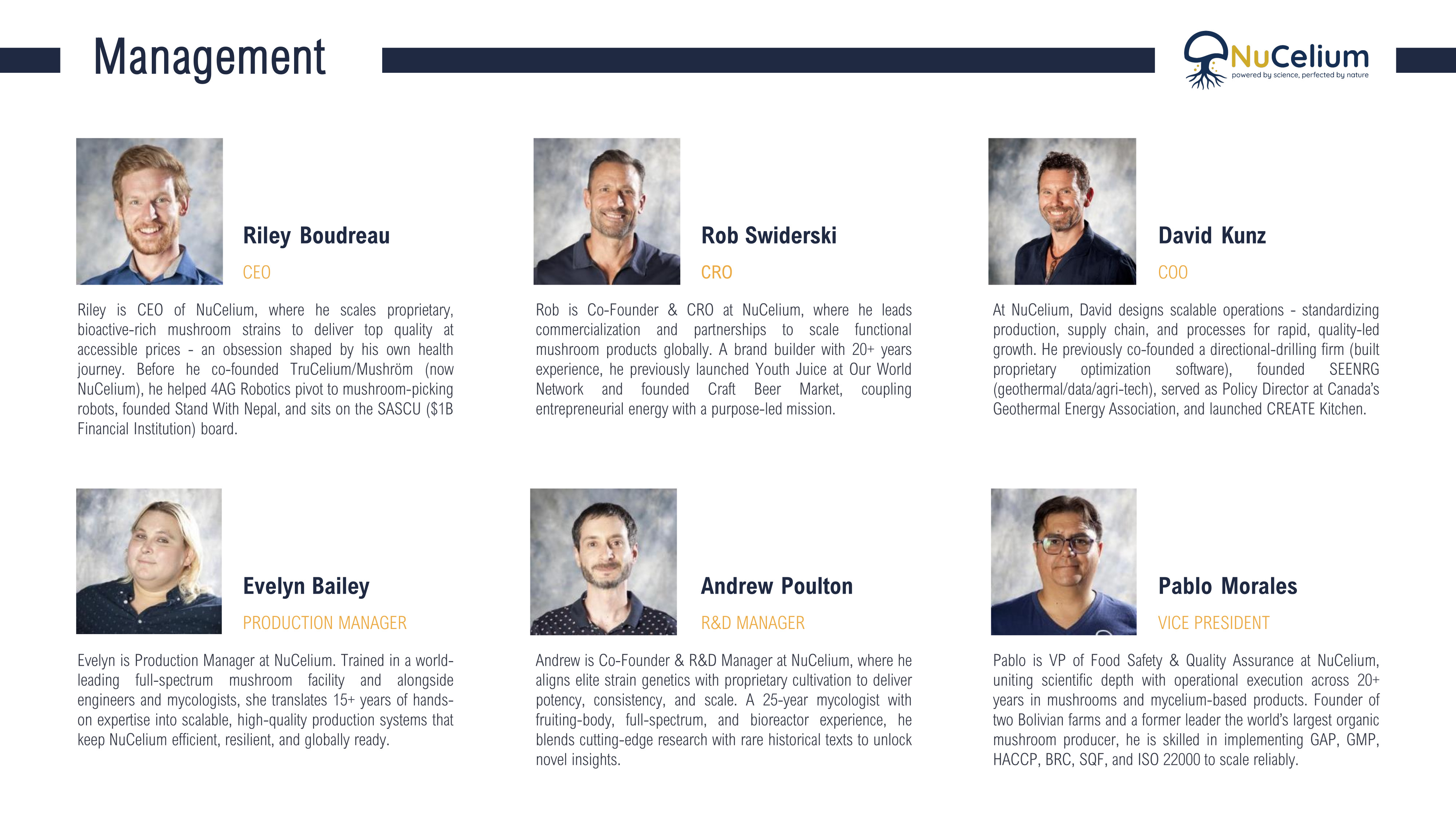 NuCelium Management Team