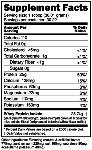 NutraBio 100% Whey Protein Isolate Banana Nut Ingredients