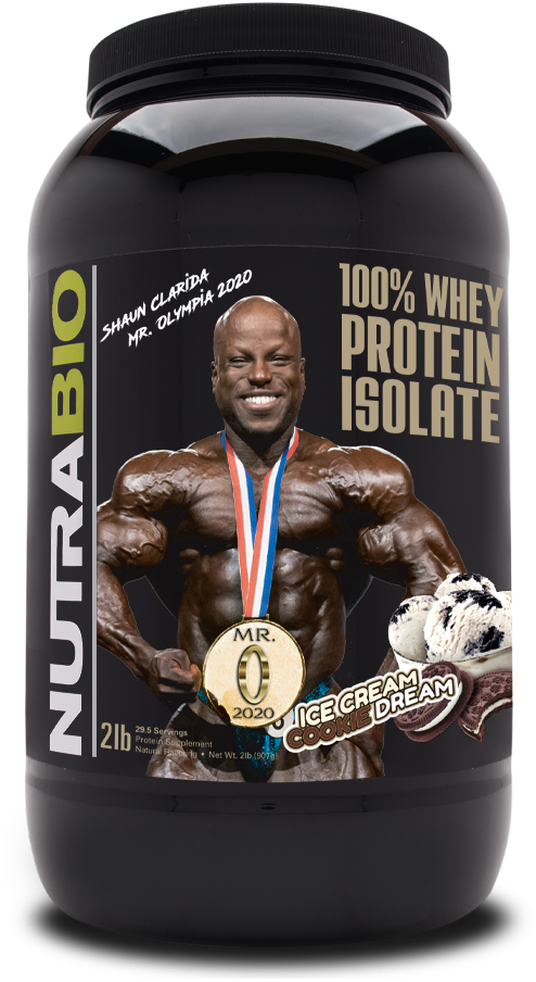 NutraBio 100% Whey Protein Isolate Ice Cream Cookie Dream Shaun Clarida