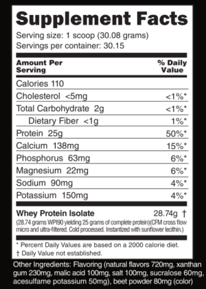 NutraBio 100% Whey Protein Isolate Ingredients Strawberry Ice Cream