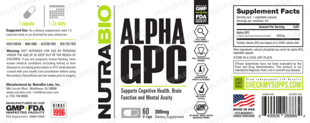 NutraBio Alpha GPC Label