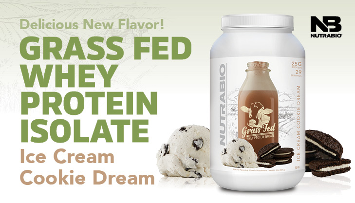 NutraBio Grass Fed Whey Protein Isolate Ice Cream Cookie Dream