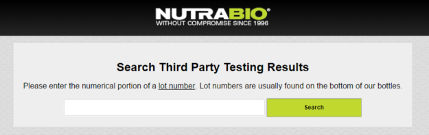 NutraBio Lot Number