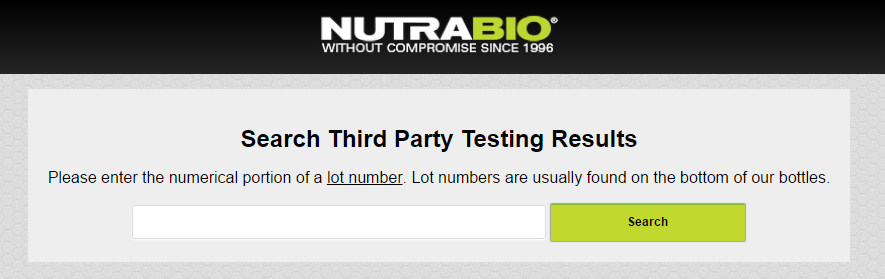 NutraBio Lot Number