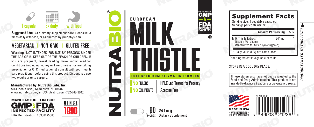 NutraBio Milk Thistle Label