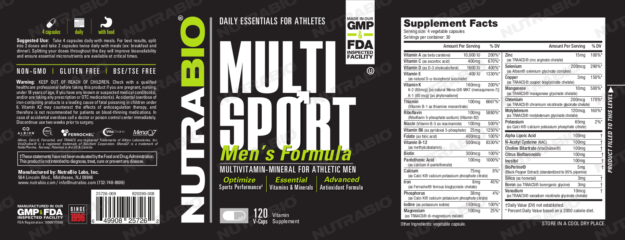 NutraBio MultiSport Men's Label