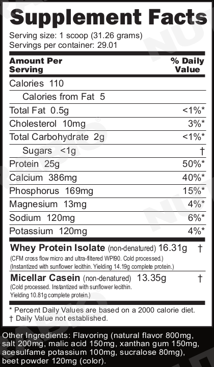 NutraBio Muscle Matrix Strawberry Pastry Ingredients
