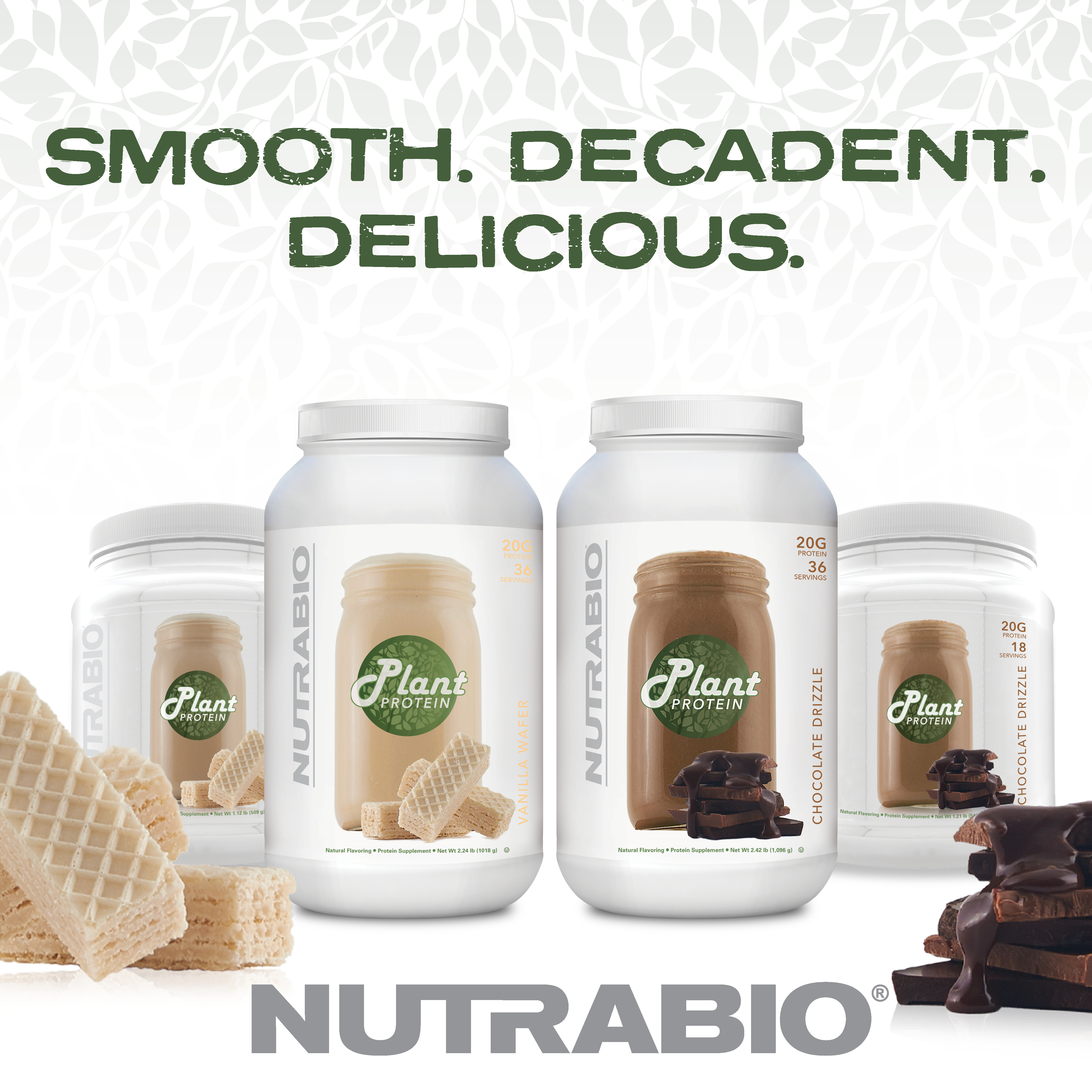NutraBio Plant Protein Chocolate Drizzle and Vanilla Wafer