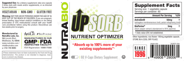 NutraBio UpSorb Label
