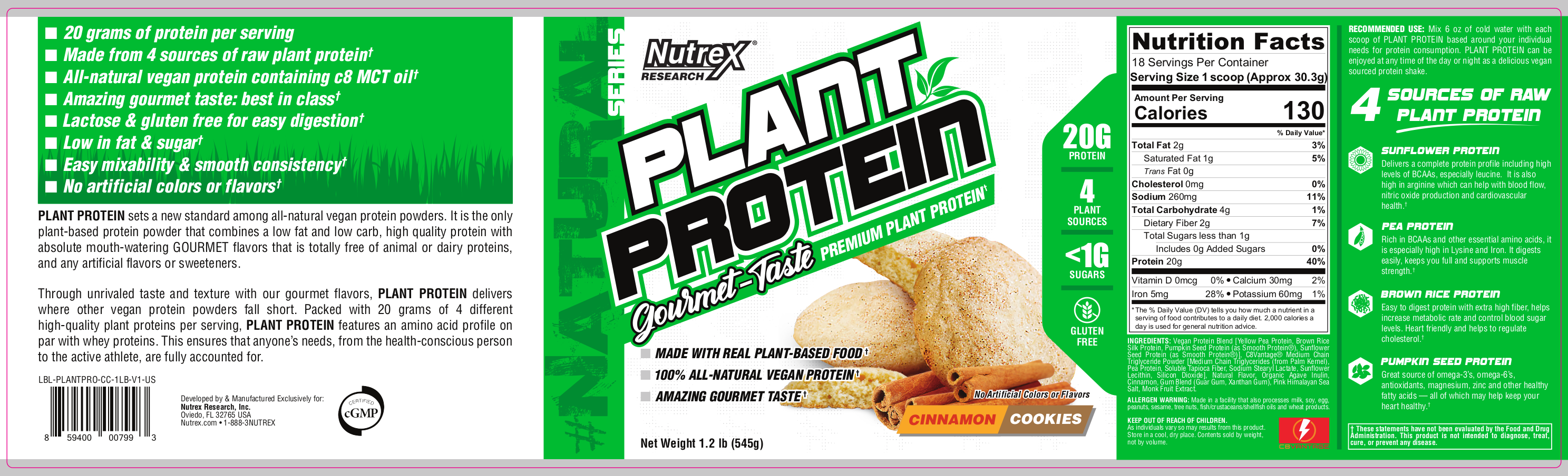 Nutrex Plant Protein Label