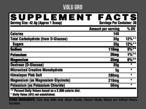 Nutrex Volu-Gro Ingredients