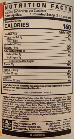 Nutter Butter Ghost Whey Ingredients