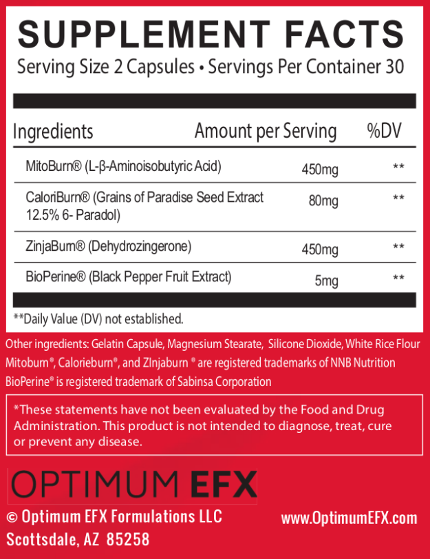 Optimum EFX Shred Signal: ZinjaBurn-Based Fat Burner