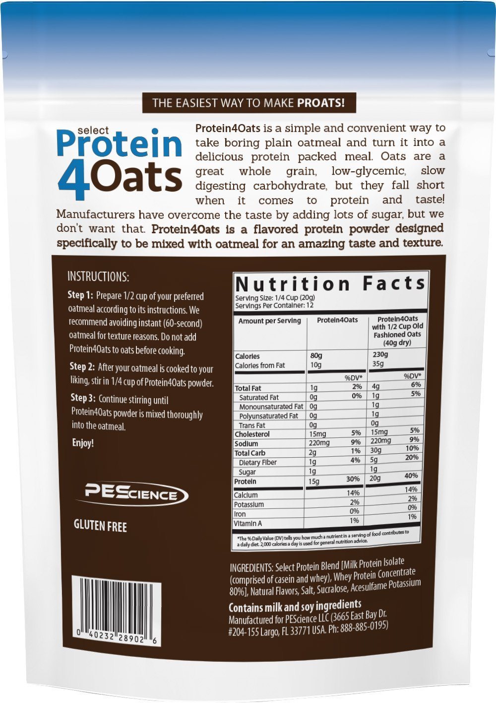 PEScience Select Protein 4 Oats Vanilla Label