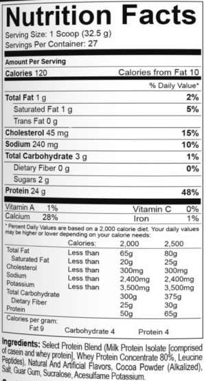PEScience Select Protein Chocolate Mint Cookie Ingredients