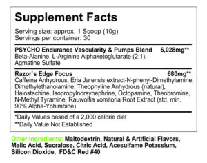 Psycho Pharma Edge of Insanity Ingredients