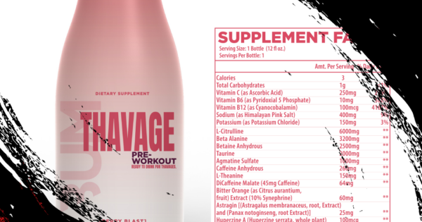 RAW Thavage Pre Workout Energy Drink - Green Gummy, 12 Bottles