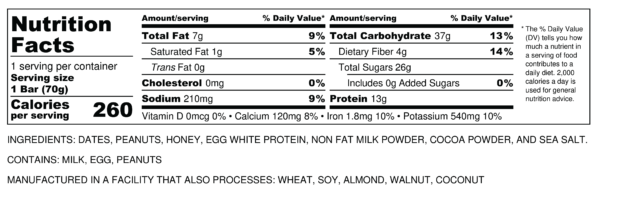 Raw Nutrition Fudge Bars Ingredients